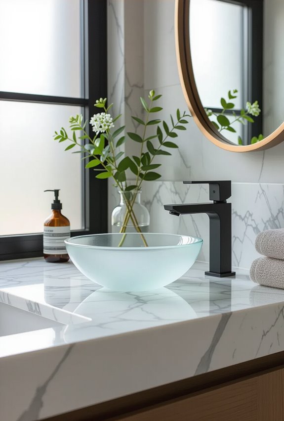 matte minimalist fixtures complement marble