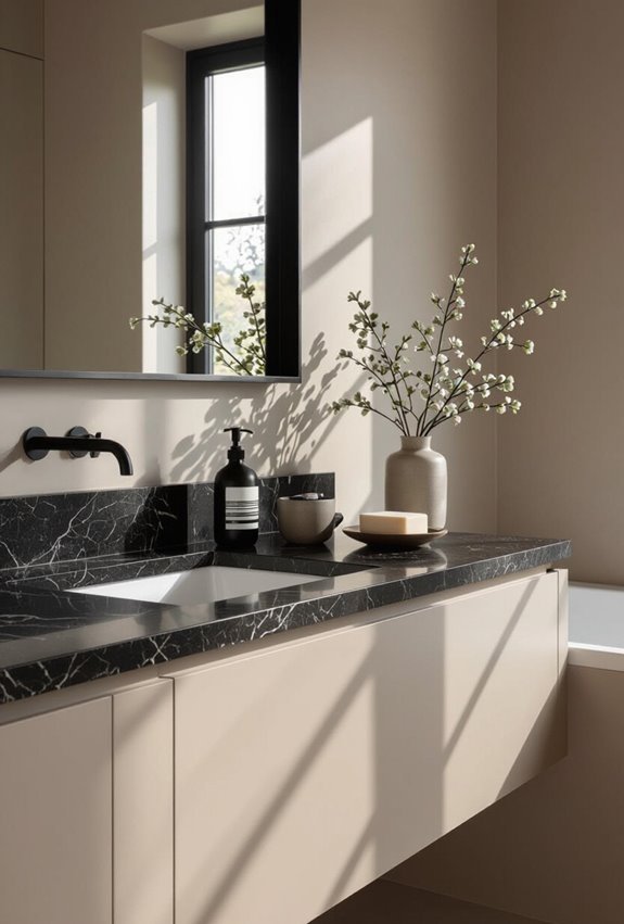matte paint softens black granite