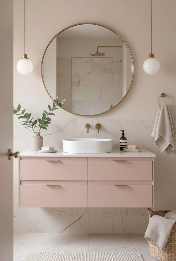 matte pink contemporary cabinets