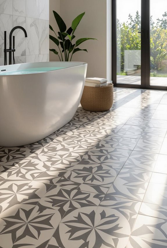 matte terrazzo heated large tiles