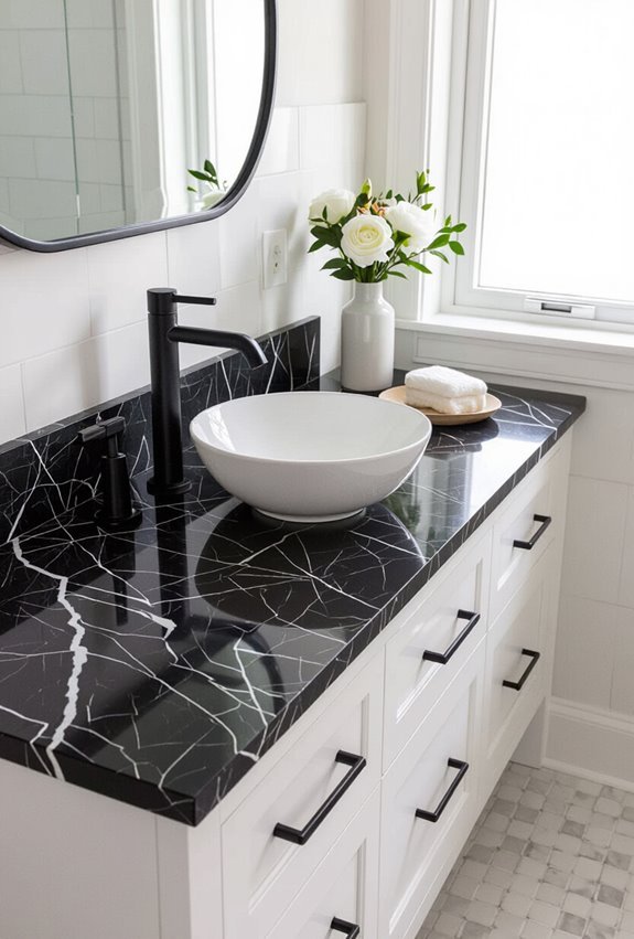 matte veined black marble