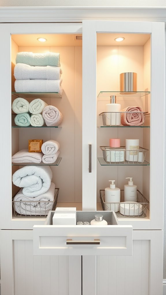 maximize bathroom cabinet storage