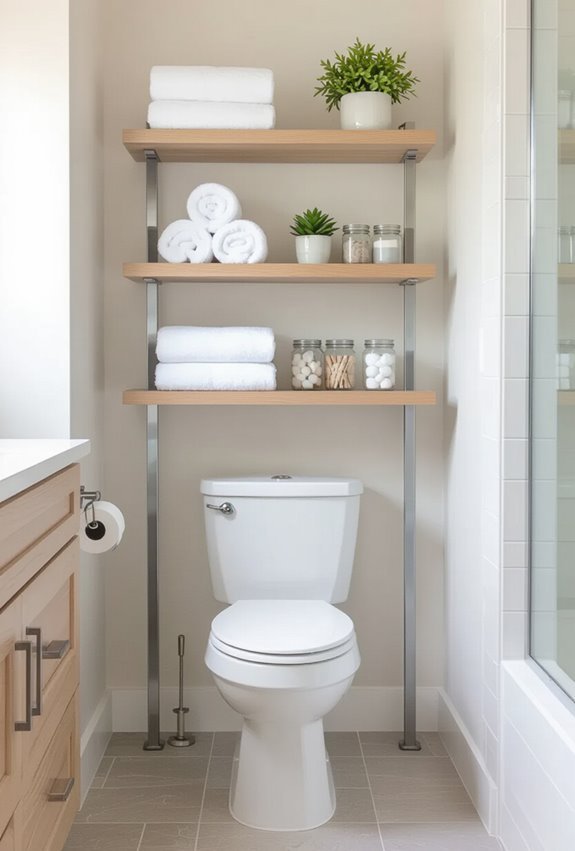 maximize vertical bathroom storage