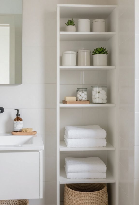 maximize vertical bathroom storage
