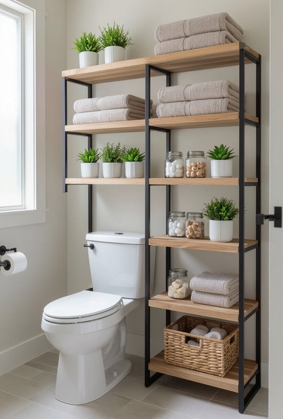 maximize vertical bathroom storage
