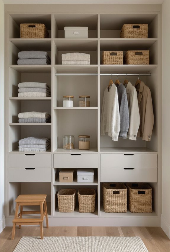 maximize vertical storage with shelves