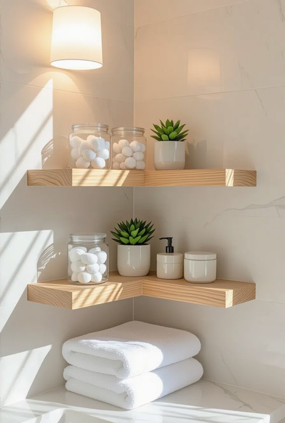 maximizing bathroom corner storage