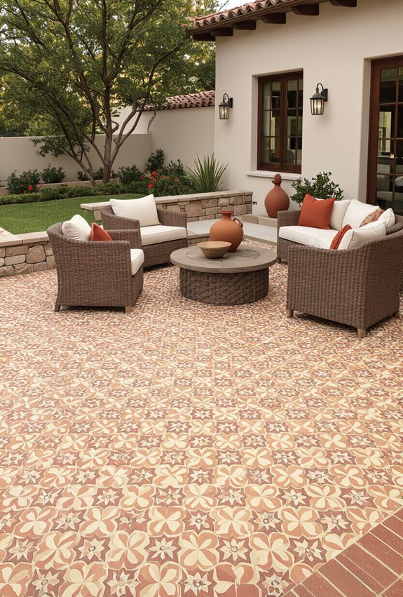 mediterranean terracotta mosaic patio