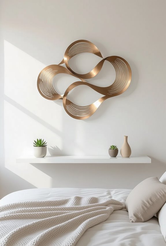 metal sculpture bedroom focal point