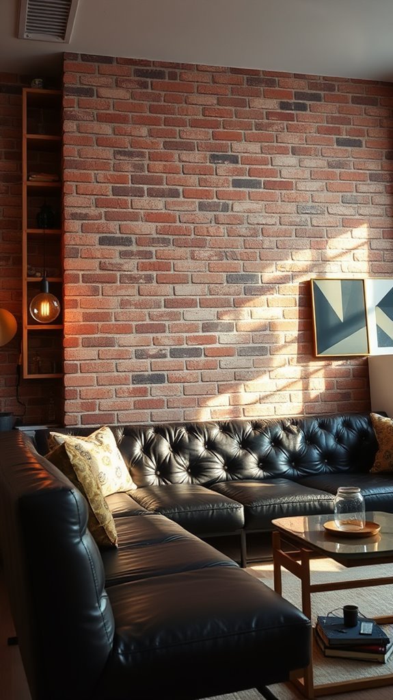 metallic accented brick wallpaper