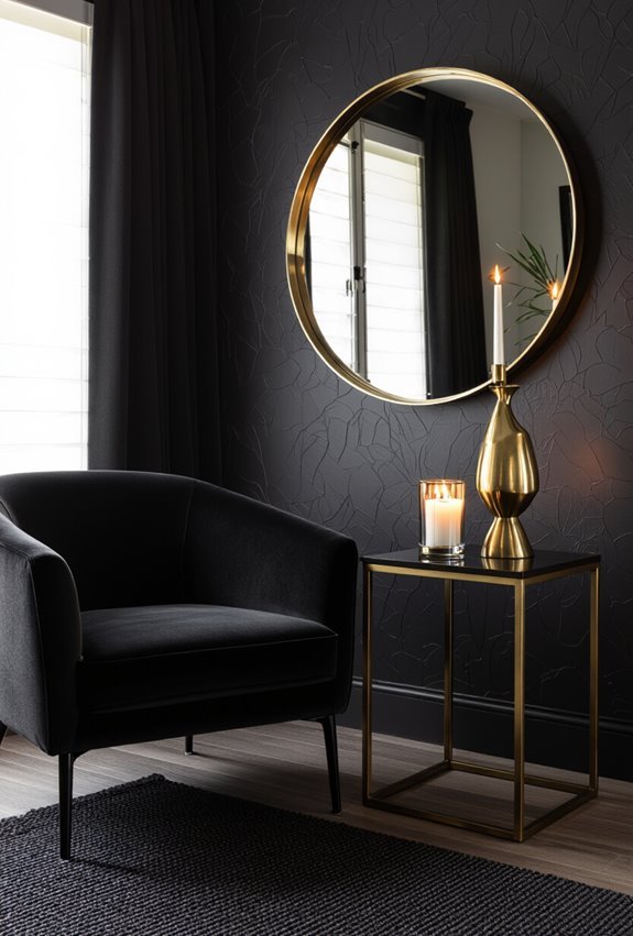 metallic accents brighten dark boho