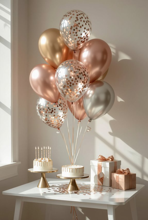 metallic confetti balloon clusters