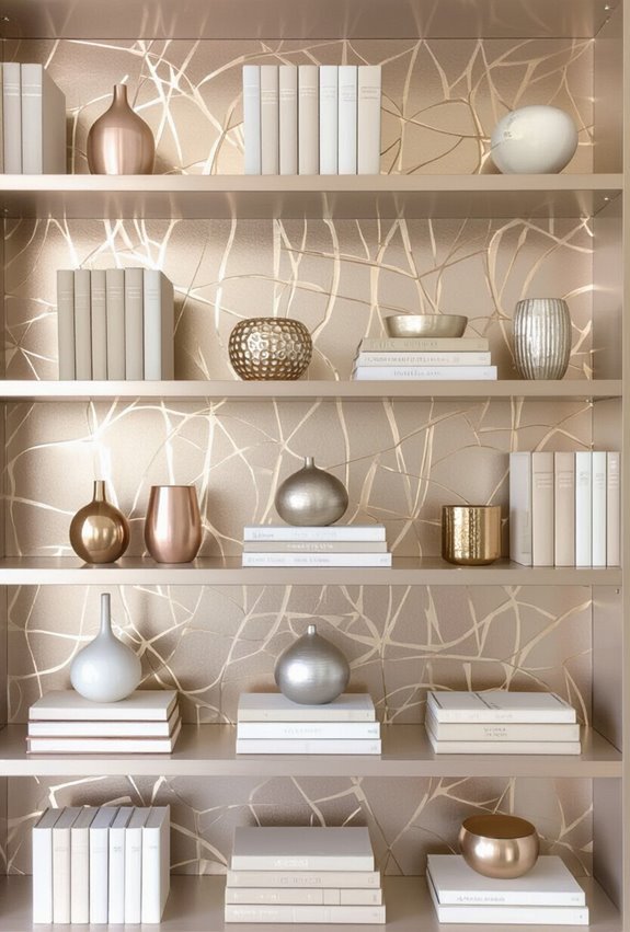 metallic foiled typographic bookshelf background