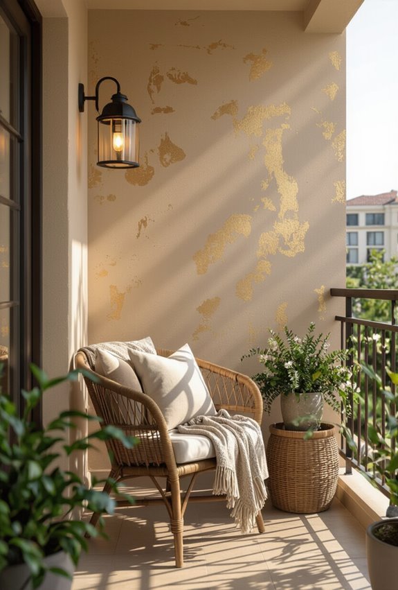 metallic speckles and stenciling