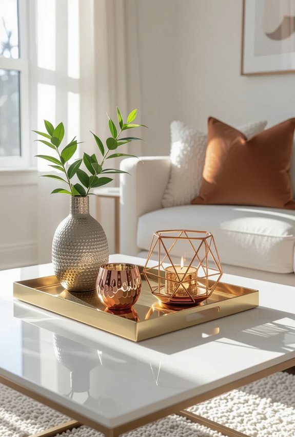 metallic textiles and mirrors