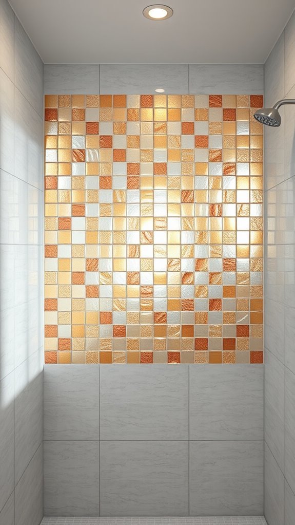 metallic tiles enhance bathrooms