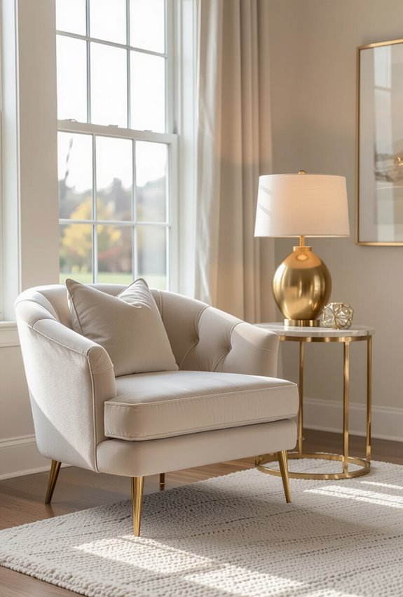 metallic warmth meets soft neutrals