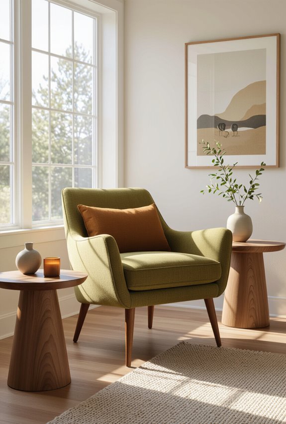 mid century swivel leather nook