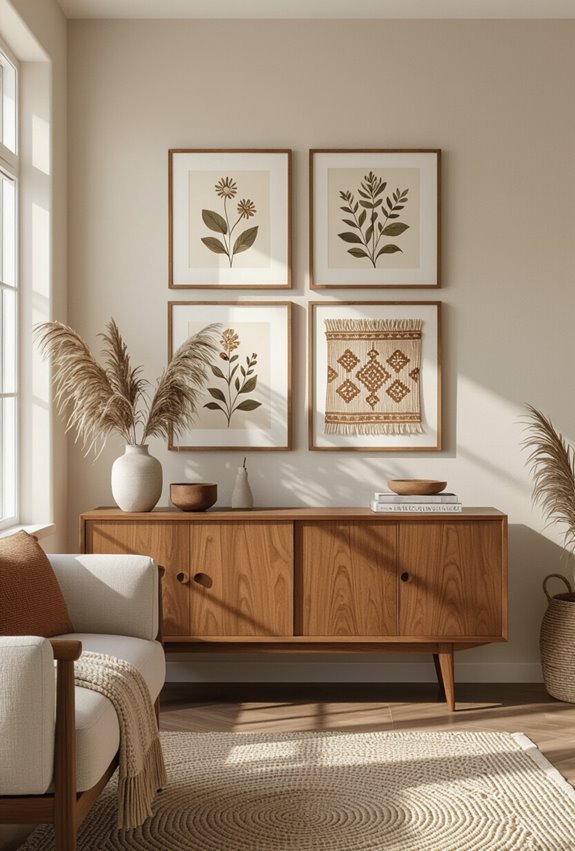 mid century vintage tapestry arrangement