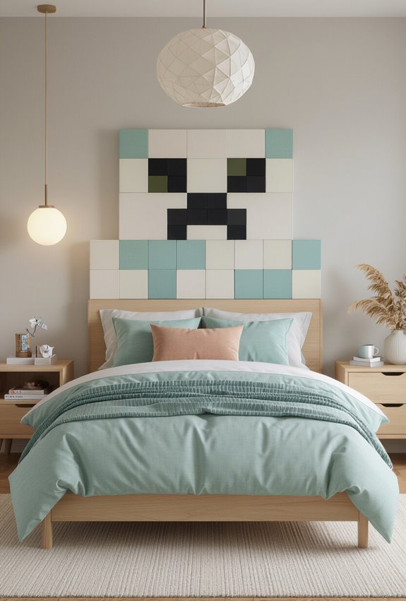 minecraft style foam pixel headboard