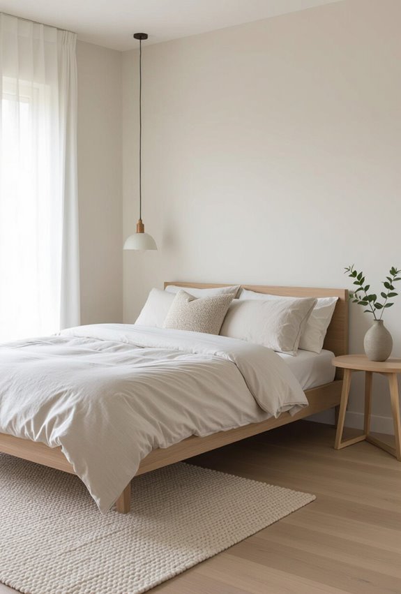 minimal bed with single table