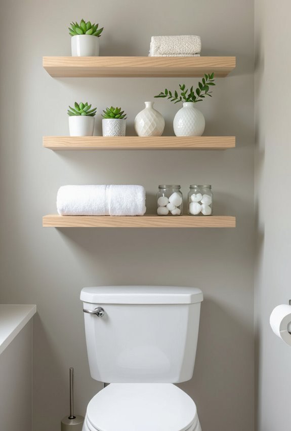 minimal translucent floating shelves