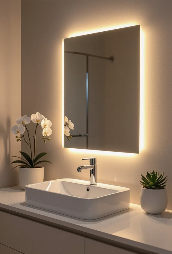 minimalist above mirror linear lighting