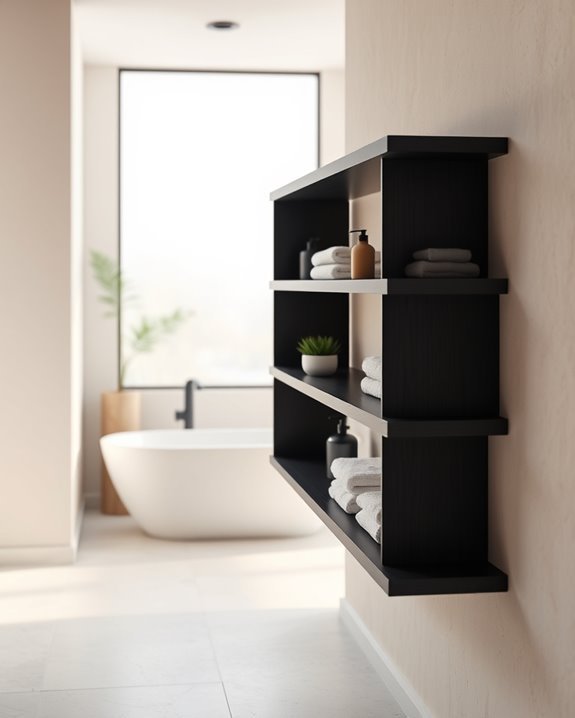 minimalist bathroom shelving solutions