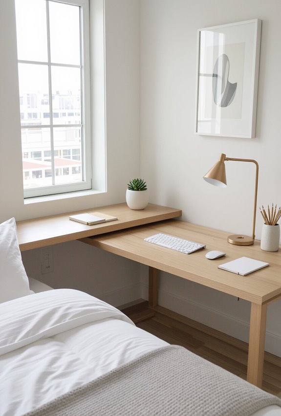 minimalist bed serene workspace