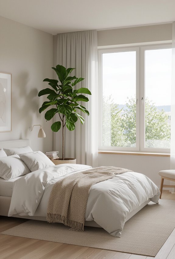 minimalist bedroom with plants