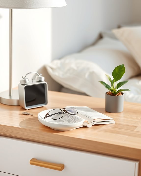 minimalist bedside table essentials