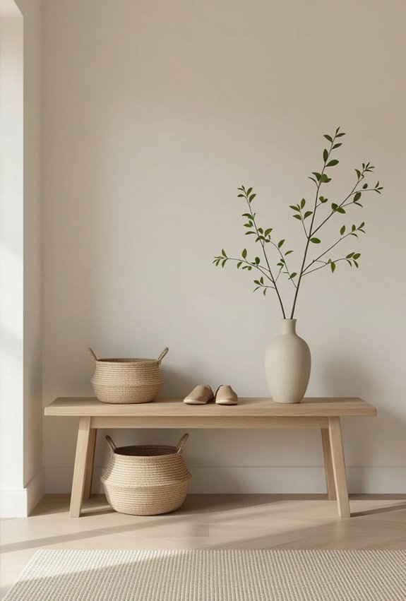 minimalist bench neutral tones