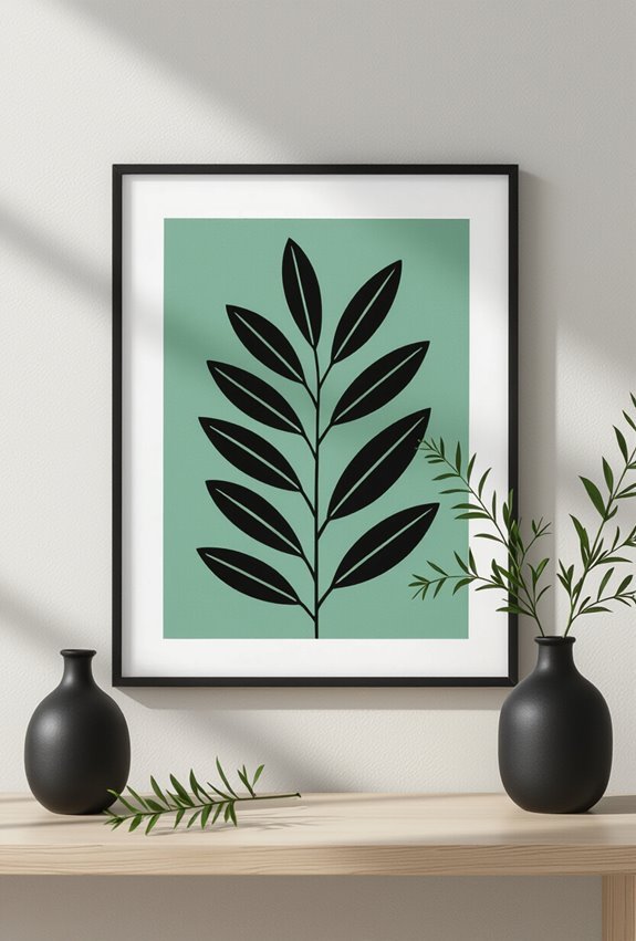 minimalist black and green plant silhouettes