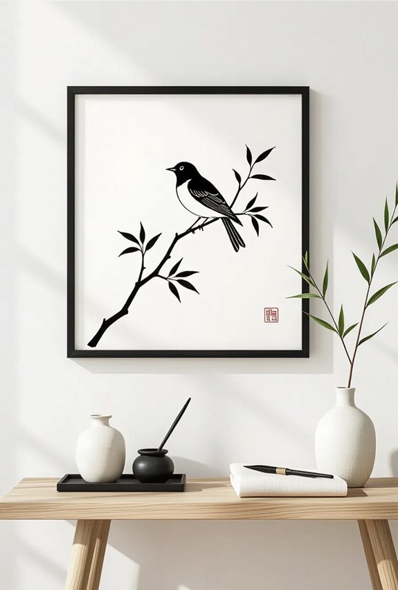minimalist black chinoiserie ink