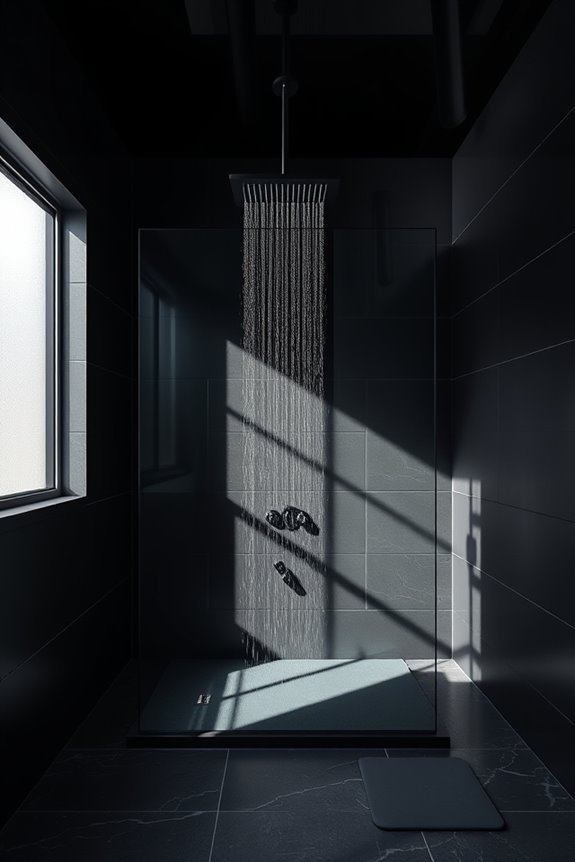 minimalist black shower aesthetics
