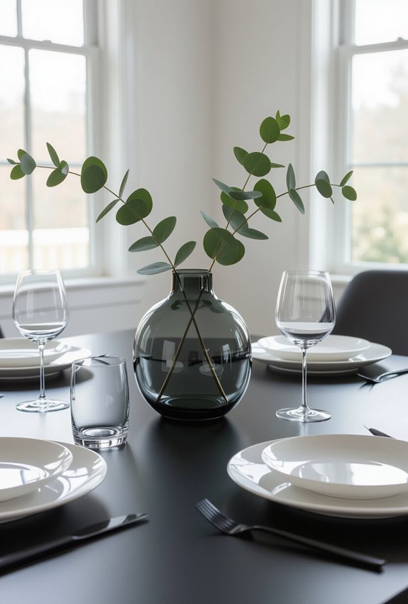 minimalist centerpiece highlights black
