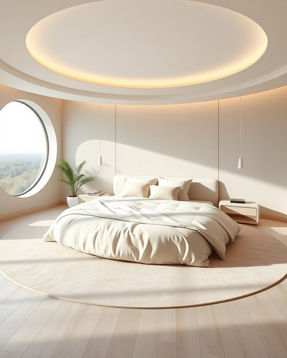 minimalist circular bedroom elegance