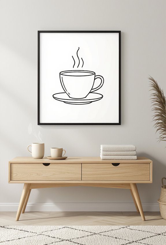minimalist continuous coffee line art