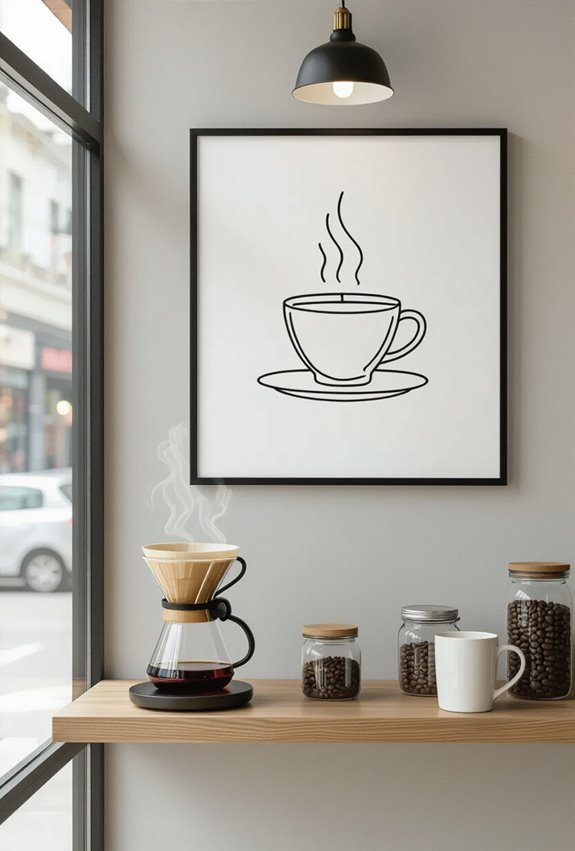 minimalist continuous line coffee silhouettes