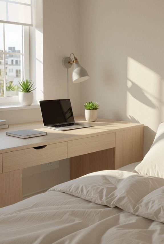 minimalist desk with storage