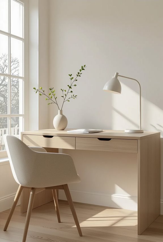 minimalist ergonomic desk with cable management
