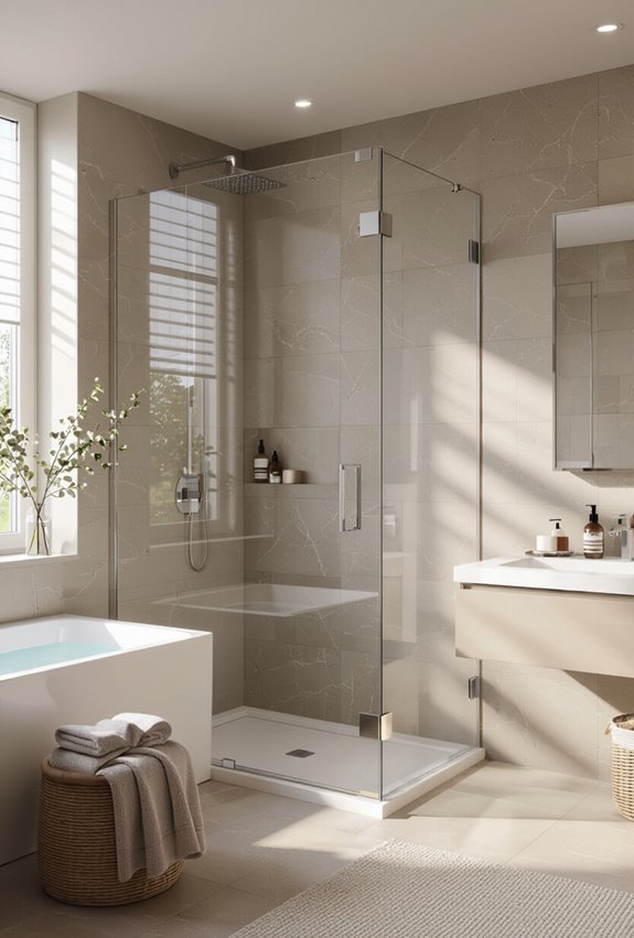 minimalist frameless glass showers