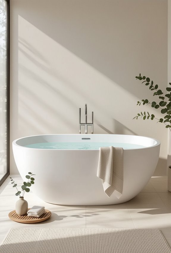 minimalist freestanding oval and rectangular