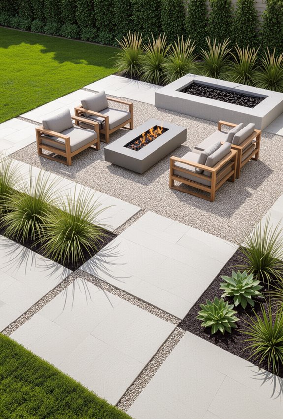 minimalist gravel patio design