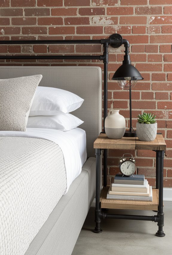 minimalist industrial pipe shelving