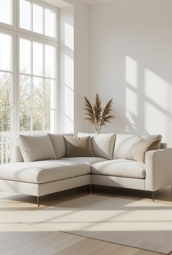 minimalist l shaped neutral sanctuary