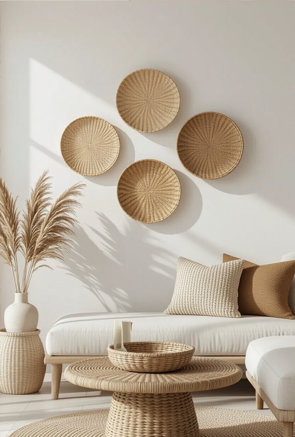 minimalist monochrome basket display