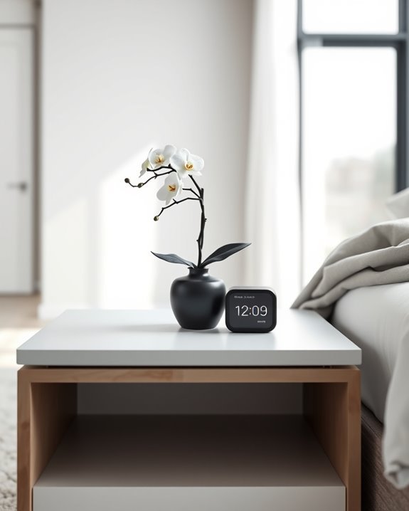 minimalist monochrome bedside decor