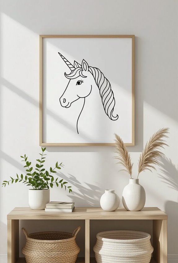 minimalist monochrome unicorn silhouettes