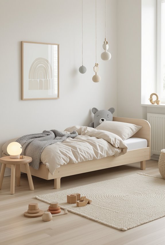 minimalist nursery with playful accents